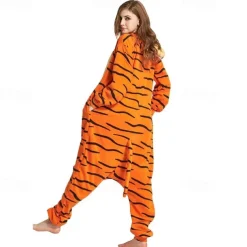 Adults' Cosplay Costume Party Costume Costume Cartoon Tiger Animal Animal Onesie Pajamas Polar Fleece Cosplay For Boys Girls' Couple's Christmas Animal Sleepwear Cartoon Festival / Holiday Costumes