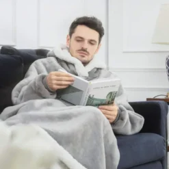 Adults' Oversized Hoodie Blanket Wearable Blanket With Pocket Solid Color Onesie Pajamas Flannel Cosplay For Men and Women Carnival Animal Sleepwear Cartoon Festival / Holiday Costumes