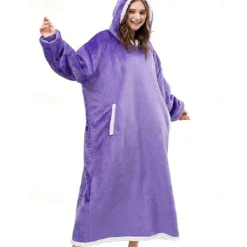 Adults' Oversized Hoodie Blanket Wearable Blanket With Pocket Solid Color Onesie Pajamas Flannel Cosplay For Men and Women Carnival Animal Sleepwear Cartoon Festival / Holiday Costumes