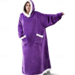 Adults' Oversized Hoodie Blanket Wearable Blanket With Pocket Solid Color Onesie Pajamas Flannel Cosplay For Men and Women Carnival Animal Sleepwear Cartoon Festival / Holiday Costumes