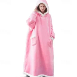 Adults' Oversized Hoodie Blanket Wearable Blanket With Pocket Solid Color Onesie Pajamas Flannel Cosplay For Men and Women Carnival Animal Sleepwear Cartoon Festival / Holiday Costumes