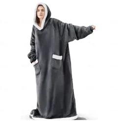 Adults' Oversized Hoodie Blanket Wearable Blanket With Pocket Solid Color Onesie Pajamas Flannel Cosplay For Men and Women Carnival Animal Sleepwear Cartoon Festival / Holiday Costumes