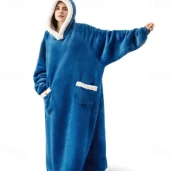 Adults' Oversized Hoodie Blanket Wearable Blanket With Pocket Solid Color Onesie Pajamas Flannel Cosplay For Men and Women Carnival Animal Sleepwear Cartoon Festival / Holiday Costumes