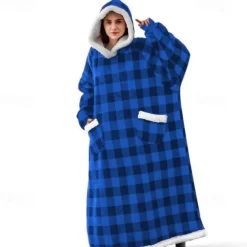 Adults' Oversized Hoodie Blanket Wearable Blanket With Pocket Solid Color Onesie Pajamas Flannel Cosplay For Men and Women Carnival Animal Sleepwear Cartoon Festival / Holiday Costumes