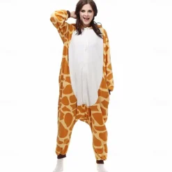 Adults' Patchwork Nightwear Camouflage Onesie Costume Carnival Costume Giraffe Onesie Pajamas Kigurumi Pajamas Pajamas For Men and Women Christmas Carnival New Year Cartoon