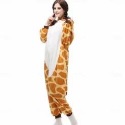 Adults' Patchwork Nightwear Camouflage Onesie Costume Carnival Costume Giraffe Onesie Pajamas Kigurumi Pajamas Pajamas For Men and Women Christmas Carnival New Year Cartoon