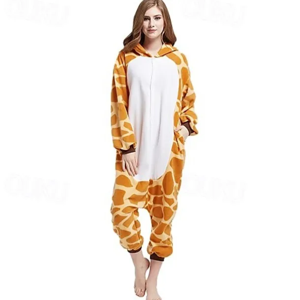 Adults' Patchwork Nightwear Camouflage Onesie Costume Carnival Costume Giraffe Onesie Pajamas Kigurumi Pajamas Pajamas For Men and Women Christmas Carnival New Year Cartoon
