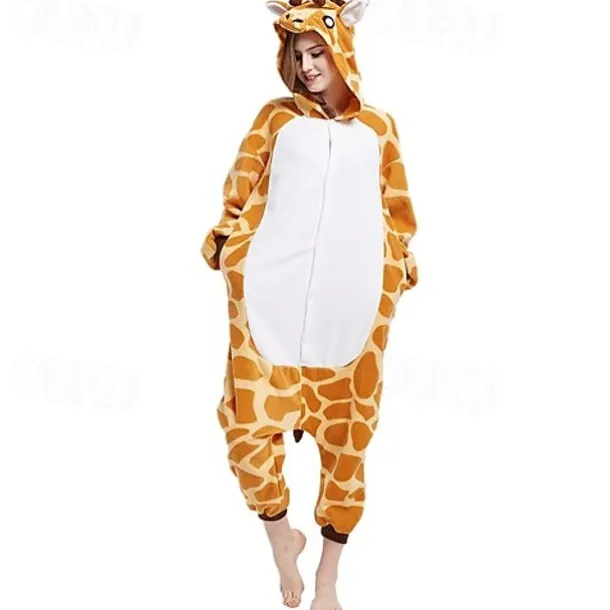 Adults' Patchwork Nightwear Camouflage Onesie Costume Carnival Costume Giraffe Onesie Pajamas Kigurumi Pajamas Pajamas For Men and Women Christmas Carnival New Year Cartoon