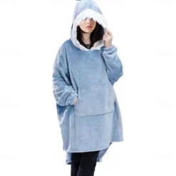 Adults' Solid Color Onesie Pajamas Oversized Hoodie Blanket Wearable Blanket With Pocket Onesie Pajamas Kigurumi Pajamas Cute For Men and Women Carnival Masquerade Cartoon