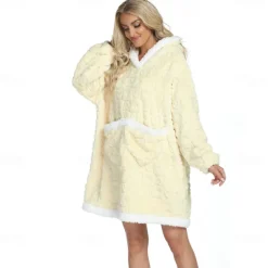 Adults' Solid Color Onesie Pajamas Oversized Hoodie Blanket Wearable Blanket With Pocket Onesie Pajamas Kigurumi Pajamas Cute For Men and Women Carnival Masquerade Cartoon