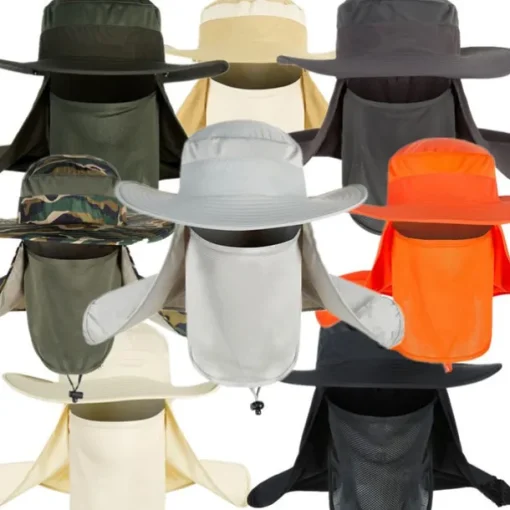 Adults' Wide Brim Sun Hat Bucket Hat with Neck Face Flap Cover UV Protection Anti-Mosquito Hat for Fishing Hiking Outdoor