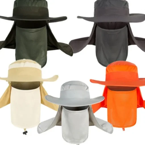 Adults' Wide Brim Sun Hat Bucket Hat with Neck Face Flap Cover UV Protection Anti-Mosquito Hat for Fishing Hiking Outdoor