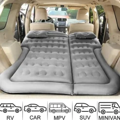 Air Mattress Camping Bed Cushion Pillow Inflatable Thickened Car Air Bed Mattress with Electric Air Pump Portable Sleeping Pad for Travel Camping