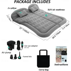 Air Mattress Camping Bed Cushion Pillow Inflatable Thickened Car Air Bed Mattress with Electric Air Pump Portable Sleeping Pad for Travel Camping
