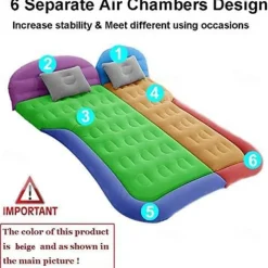 Air Mattress Camping Bed Cushion Pillow Inflatable Thickened Car Air Bed Mattress with Electric Air Pump Portable Sleeping Pad for Travel Camping