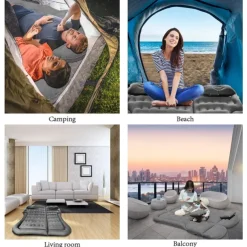 Air Mattress Camping Bed Cushion Pillow Inflatable Thickened Car Air Bed Mattress with Electric Air Pump Portable Sleeping Pad for Travel Camping