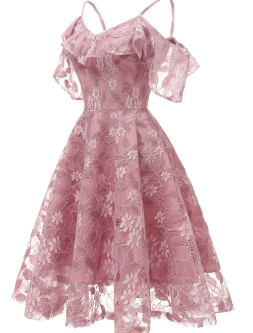A-Line Cocktail Dresses Beach Wedding Elegant Dress Wedding Guest Graduation Knee Length Short Sleeve Spaghetti Strap Lace with Lace Insert Pattern / Print dress to impress