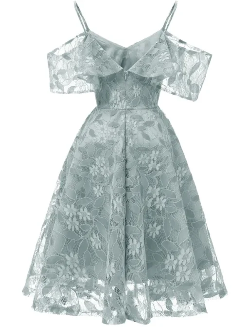 A-Line Cocktail Dresses Beach Wedding Elegant Dress Wedding Guest Graduation Knee Length Short Sleeve Spaghetti Strap Lace with Lace Insert Pattern / Print dress to impress