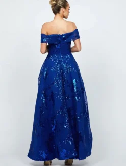 A-Line Cocktail Dresses Elegant Dress Formal Wedding Ankle Length Sleeveless Off Shoulder Pocket Tulle with Pocket Wedding Guest Dress