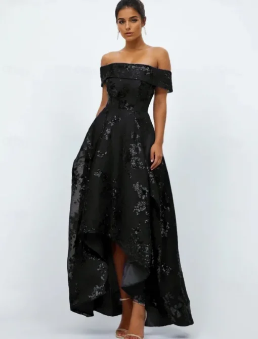 A-Line Cocktail Dresses Elegant Dress Formal Wedding Ankle Length Sleeveless Off Shoulder Pocket Tulle with Pocket Wedding Guest Dress