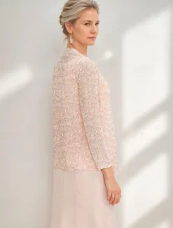 A-Line Dress Mother of the Bride Dress Wedding Guest Church Elegant Vintage Jewel Neck Ankle Length Chiffon Long Sleeve with Sequin Embroidery