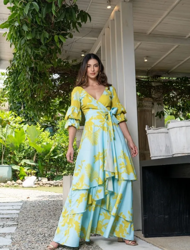 A-Line Floral Dress Beach Wedding Summer Maxi Dresses for Women Holiday Casual Dress Floor Length Long Sleeve V Neck with Print Strappy dress to impress Wedding Guest Dress