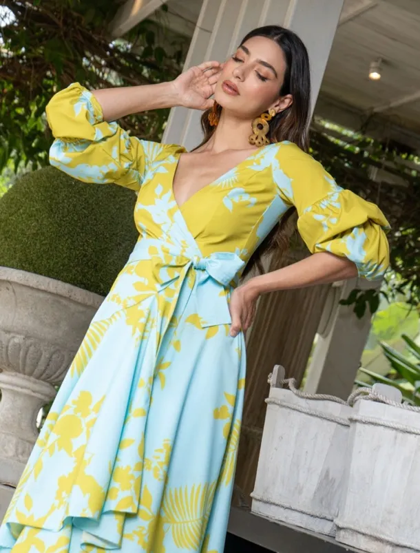 A-Line Floral Dress Beach Wedding Summer Maxi Dresses for Women Holiday Casual Dress Floor Length Long Sleeve V Neck with Print Strappy dress to impress Wedding Guest Dress