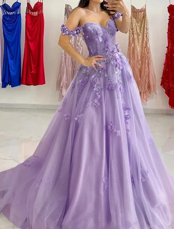 A-Line Prom Dresses Elegant Dress Formal Sweep / Brush Train Sleeveless Sweetheart Tulle with Pleats Sequin Appliques Masquerade Dress