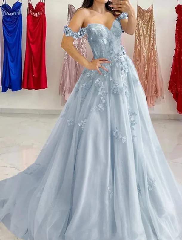A-Line Prom Dresses Elegant Dress Formal Sweep / Brush Train Sleeveless Sweetheart Tulle with Pleats Sequin Appliques Masquerade Dress