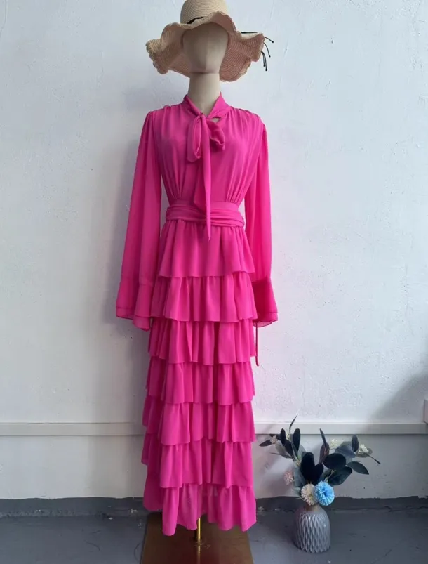 A-Line Quinceanera Dresses Elegant Dress Formal Wedding Floor Length Long Sleeve High Neck Chiffon with Ruffles