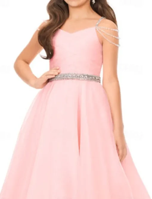 A-Line Sweep / Brush Train Flower Girl Dress Pageant & Performance Juniors Cute Prom Dress Organza with Sash / Ribbon Open Back Fit 3-16 Years dress to impress