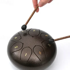 Alloy Steel Tongue Drum 6 Inch 8 Notes Hand Drums with Bag Sticks Music Book, Sound Healing Instruments for Musical Education Entertainment Meditation Yoga Zen Gifts