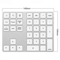 Aluminum Alloy Bluetooth Wireless Numeric Keypad with USB HUB Digital Input Function for WindowsMac OSAndroid laptop PC