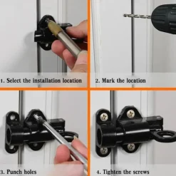 Aluminum Alloy Bolt Lock Self-Closing Automatic Latch Window Gate Security Pull Ring Spring Bounce Door Bolt Latch Lock