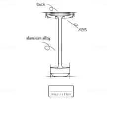 Aluminum Cordless Table Lamp Type-C Rechargeable Bedside Lamp with 3-Levels of Dimming Bedroom Living Room Restaurant