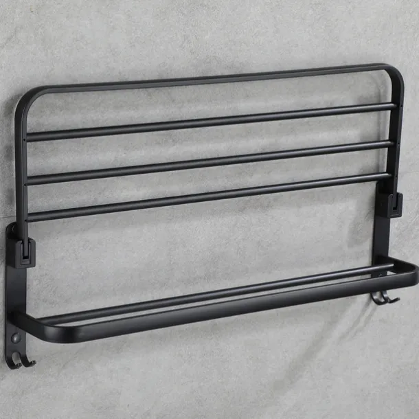 Aluminum Towel Rack for Bathroom,2-Layer Wall Mounted Towel Bar Towel Holder Bathroom Hardware Storage