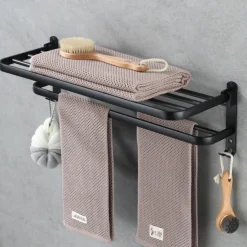 Aluminum Towel Rack for Bathroom,2-Layer Wall Mounted Towel Bar Towel Holder Bathroom Hardware Storage