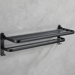 Aluminum Towel Rack for Bathroom,2-Layer Wall Mounted Towel Bar Towel Holder Bathroom Hardware Storage
