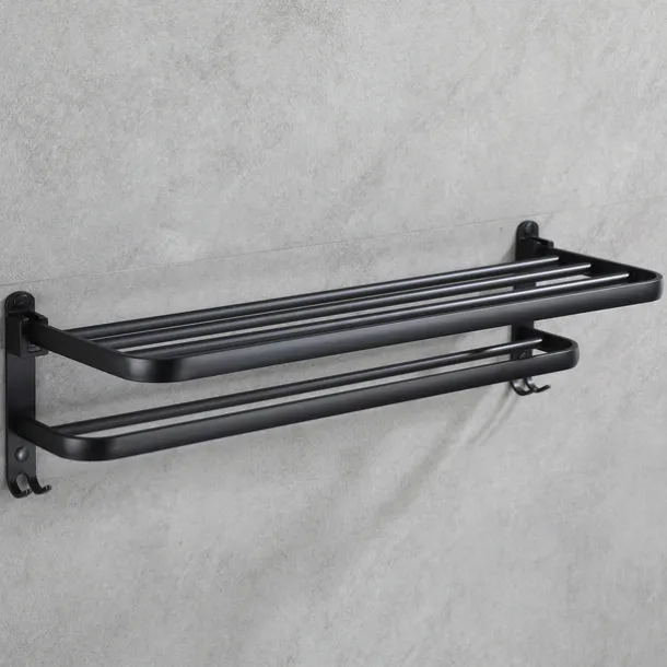 Aluminum Towel Rack for Bathroom,2-Layer Wall Mounted Towel Bar Towel Holder Bathroom Hardware Storage