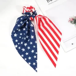 American Flag Hair Ties for Women Girls Independence Day 4th of July Hair Scrunchies Red White Blue Star Patriotic Hair Tie Memorial Day Ribbon Hair Bows