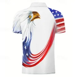 American Independence Day Men's American Flag Veterans Polo Shirts Golf Shirt Short Sleeve Polo Shirts Collared Shirts Casual Streetwear Vacation Wear Party Outfits Buttons 3D Print Spring & Summer