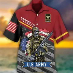 American Independence Day Men's Cross American Flag Soldier Shirt Button Up Shirt Short Sleeve Fashion Streetwear Designer Outdoor Street Daily Summer Spring Turndown Print Button-Down Red / White