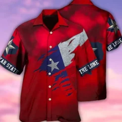 American Independence Day Men's Cross American Flag Soldier Shirt Button Up Shirt Short Sleeve Fashion Streetwear Designer Outdoor Street Daily Summer Spring Turndown Print Button-Down Red / White