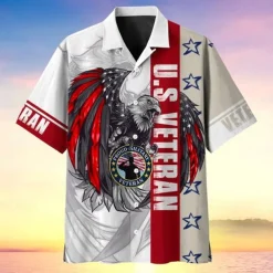 American Independence Day Men's Cross American Flag Soldier Shirt Button Up Shirt Short Sleeve Fashion Streetwear Designer Outdoor Street Daily Summer Spring Turndown Print Button-Down Red / White