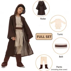 Anakin Skywalker Jedi Knight Halloween Cosplay Costume Outfits Obi-Wan Kenobi Movie / TV Theme Costumes Kid's Boys' Masquerade Party / Evening Easy Halloween Costumes Dress Up