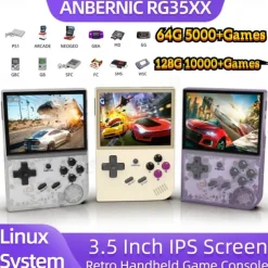 ANBERNIC RG35XX Retro Handheld Game Console Linux System 3.5 Inch IPS Screen Portable Pocket Video Player 10000+ Games Boy Gift, Christmas Birthday Party Gifts for Friends and Children