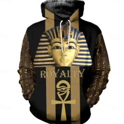 Ancient Egyptian Deities Pharaoh King Tut Hoodie Cartoon Manga Anime 3D Front Pocket Graphic For Couple's Men's Women's Adults' 3D Print