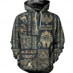 Ancient Egyptian Deities Pharaoh King Tut Hoodie Cartoon Manga Anime 3D Front Pocket Graphic For Couple's Men's Women's Adults' 3D Print