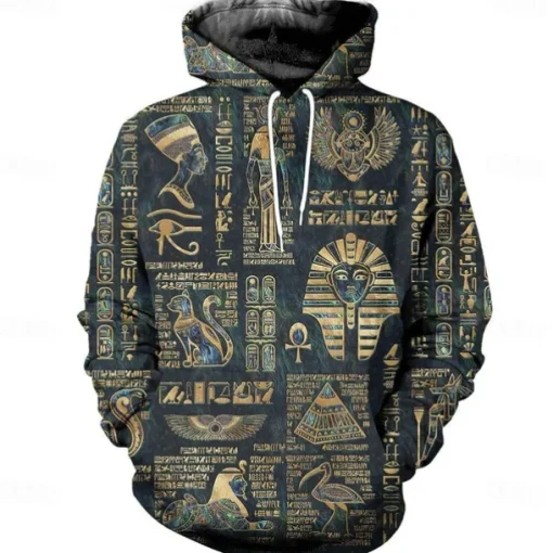 Ancient Egyptian Deities Pharaoh King Tut Hoodie Cartoon Manga Anime 3D Front Pocket Graphic For Couple's Men's Women's Adults' 3D Print