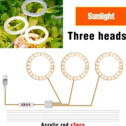 Angel Grow Light 4 or 3 Ring DC5V USB Phytolamp For Plants Led Full Spectrum Lamp For Indoor Plant Seedlings Home Flower Succulet 1pc